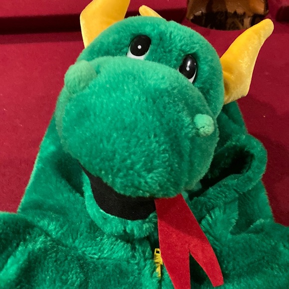 VINTAGE 1998 CHRISHA PLAYFUL PLUSH HALLOWEEN COSTUME GREEN DRAGON ages 4-6 - Picture 1 of 4